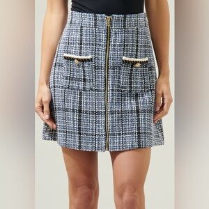 Sugarlips Navy Tweed A-Line Skirt